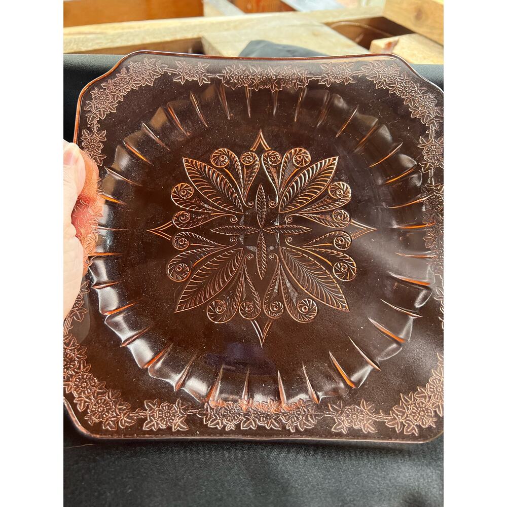Vintage Pink Glass Dinner Plate “Adam”